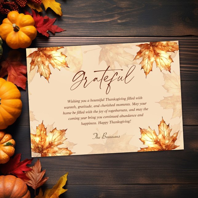 Dankbar Elegante Moderne Rustikale Erntedank Feiertagskarte (Grateful Elegant Modern Rustic Thanksgiving Holiday Card)