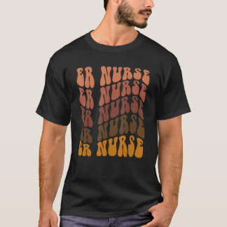 Dankbar ER Nurse Autumn Nurse Retro Groovy Dank T-Shirt