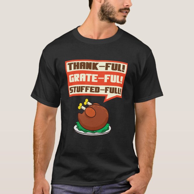 Dankbar Erfreut Vollgestopft T-Shirt (Vorderseite)