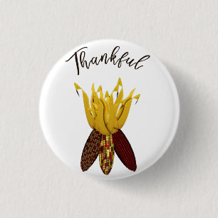 Dankbar - Farbiger Herbstlicher Mais Button