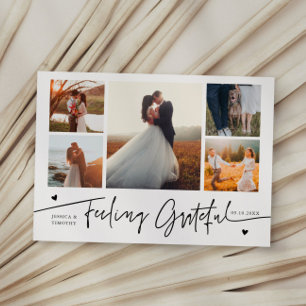 Dankbar fühlende weiße Hochzeit Multi-Foto Dankeskarte