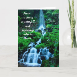 Dankbar für den Frieden Schöner Wasserfall Wald Dankeskarte