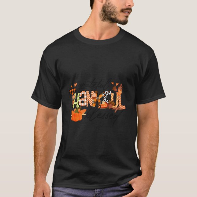 Dankbar für den glücklichen, gesegneten Herbst Ern T-Shirt (Vorderseite)