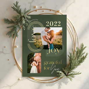 Dankbar für dich moderne geometrische Bögen zwei F Folien Feiertagskarte