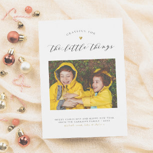 Dankbar für die Kleinen Dinge   Einfaches Gold Hea Feiertagskarte