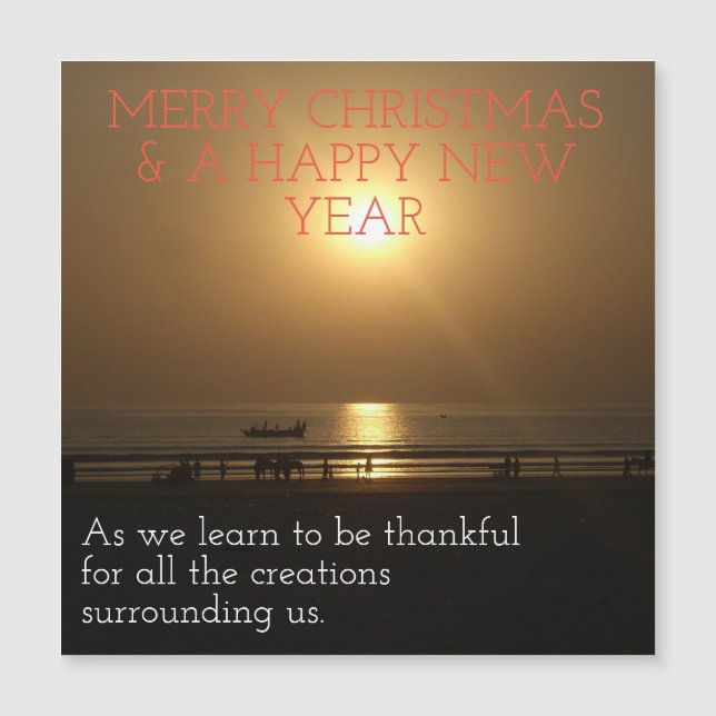 Dankbar für frohe Weihnachten das glückliche neue  Magnetkarte (Vorderseite)