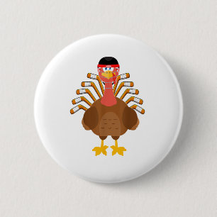 dankbar für Hockey-Erntedank Funny Turkey Ice Button