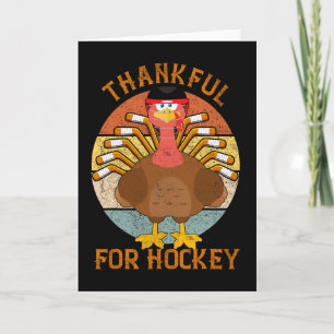 Dankbar für Hockey Thanksgiving Lustiger Truthahn Karte