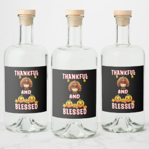 Dankbar Gesegnet 23 US Maple November Erntedank Alkoholflaschenetikett