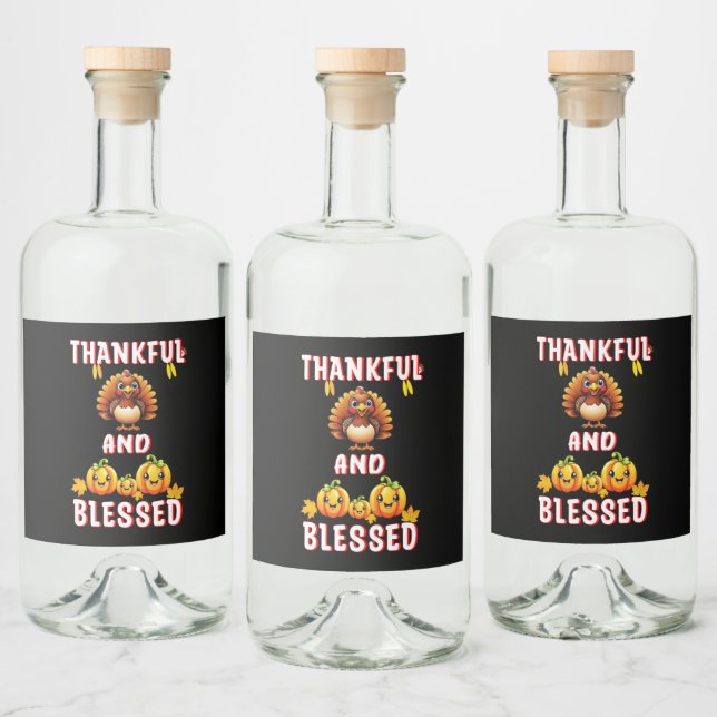 Dankbar Gesegnet 23 US Maple November Erntedank Alkoholflaschenetikett (Flaschen)