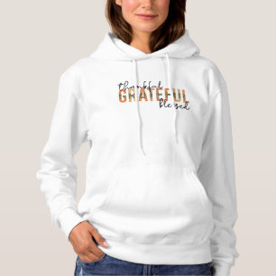 Dankbar, gesegnet Cheetah Print Typografy Hoodie