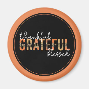 Dankbar, gesegnet Cheetah Print Typografy Magnet