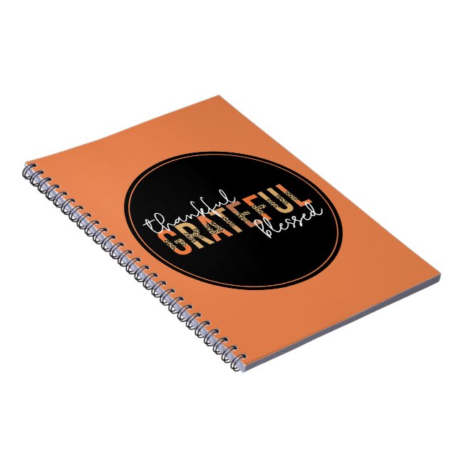 Dankbar, gesegnet Cheetah Print Typografy Notizblock (Rechte Seite)