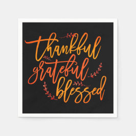 Dankbar, gesegnet Erntedank Black Serviette