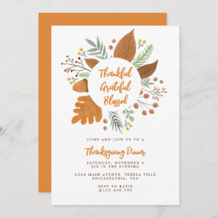 Dankbar, gesegnet Erntedank Dinner Einladung