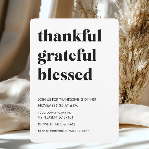 Dankbar, gesegnet Erntedank Dinner Einladung