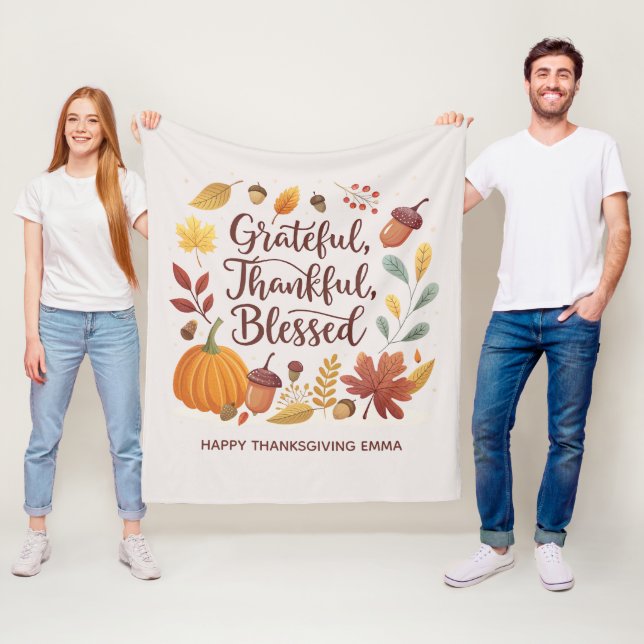 Dankbar Gesegnet Erntedankfest Herbst Fleecedecke (Beispiel)