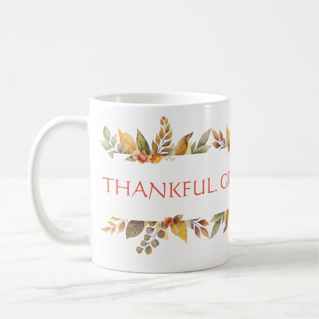 Dankbar, gesegnet Fall Floral Erntedank Kaffeetasse (Links)
