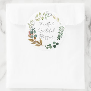 Dankbar gesegnet Fall Leaf Rustikale Moderne Runder Aufkleber