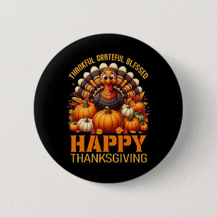 Dankbar, gesegnet Glückwunsch Thanksgiving Turke Button
