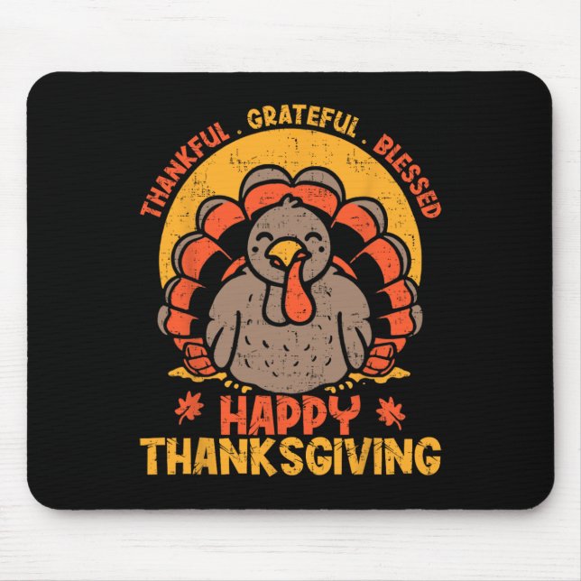 Dankbar, gesegnet Glückwunsch Thanksgiving Turke Mousepad (Vorne)