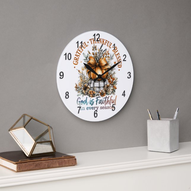 dankbar, gesegnet große wanduhr (Büro)