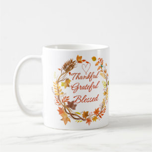 Dankbar Gesegnet Herbst Kranz Kunst Kaffeetasse