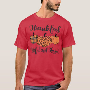 Dankbar, gesegnet Kariert Leopard Pumpkin Th T-Shirt