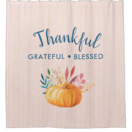 Dankbar, gesegnet mit Orange Pumpkin Duschvorhang