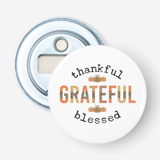 Dankbar, gesegnet Niedlich Fall Erntedank Flaschenöffner (Vorderseite)