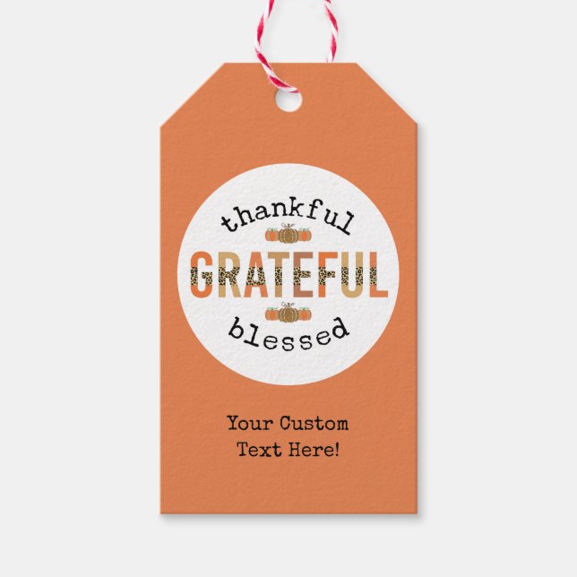 Dankbar, gesegnet Niedlich Fall Erntedank Geschenkanhänger (Vorderseite)