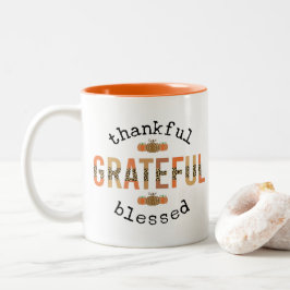 Dankbar, gesegnet Niedlich Fall Erntedank Zweifarbige Tasse
