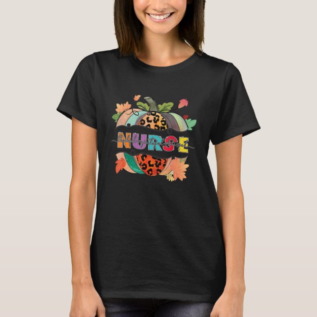Dankbar, gesegnet Nurse Pumpkin Leopard Au T-Shirt (Vorderseite)