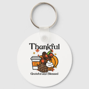 Dankbar, gesegnet, Pumpkaffee Thanksgiv Schlüsselanhänger