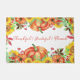 Dankbar gesegnet Rustic Pumpkin Floral Fußmatte