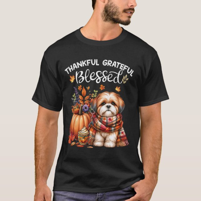 Dankbar, gesegnet Shih Tzu Dog Fall Y'all T-Shirt (Vorderseite)