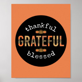 Dankbar, gesegnet Spaß Leopard Print Fall Poster