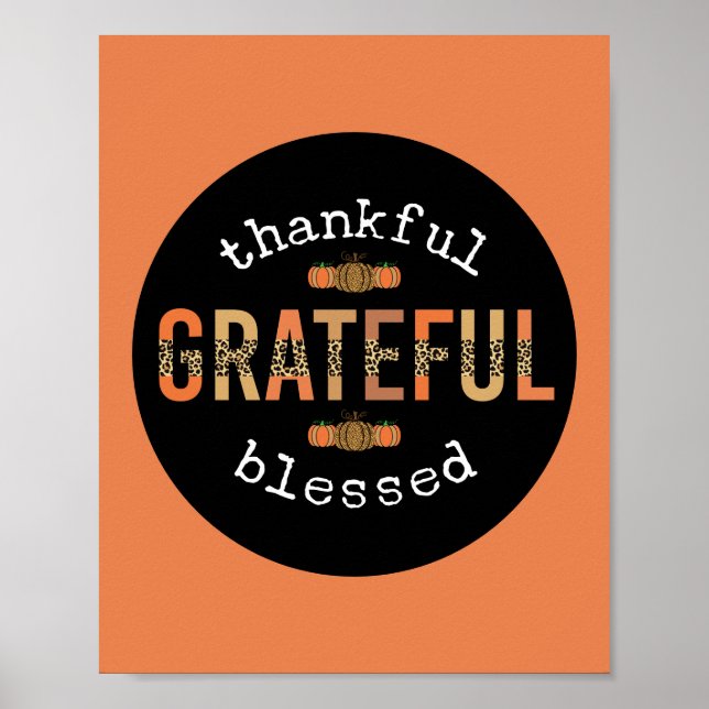 Dankbar, gesegnet Spaß Leopard Print Fall Poster (Vorne)