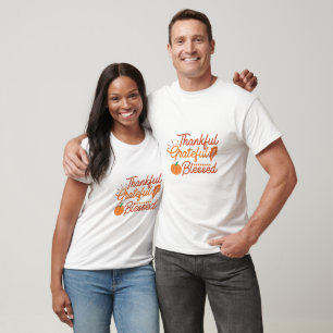 Dankbar Gesegnet Typografie T-Shirt