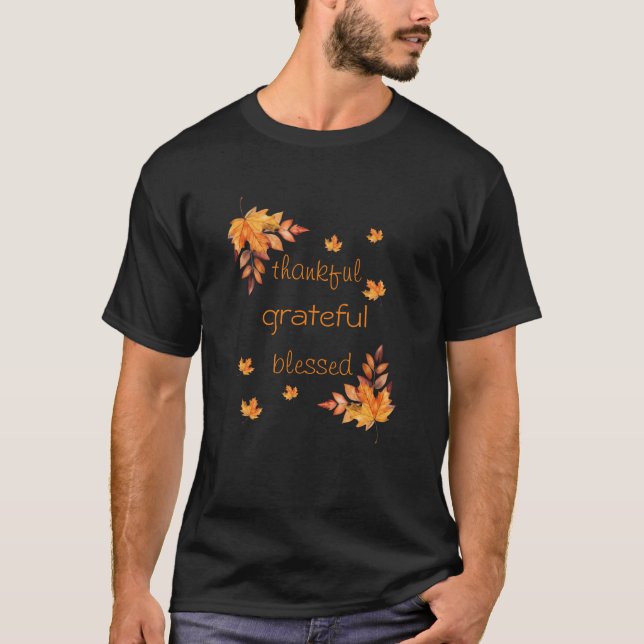 Dankbar gesegnete Herbstlaub im Herbst T-Shirt (Vorderseite)