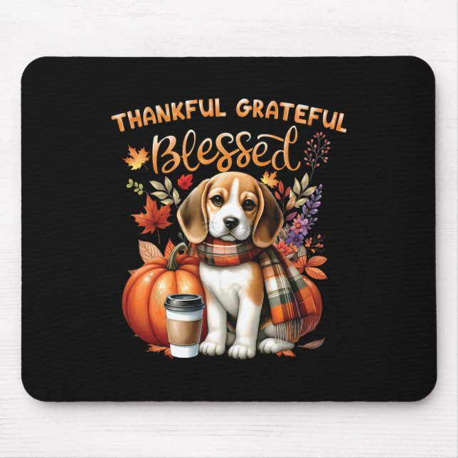 Dankbar gesegneter Beagle Hund glücklich Fall Y' Mousepad (Vorne)