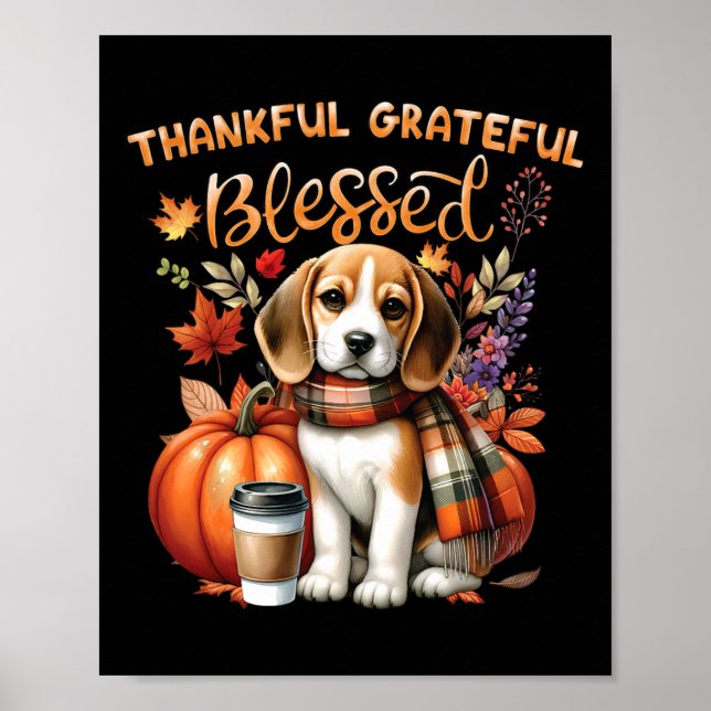 Dankbar gesegneter Beagle Hund glücklich Fall Y' Poster (Vorne)