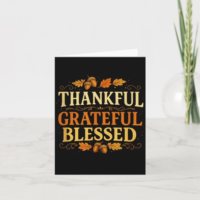 Dankbar Gesegneter Herbst Thanksgiving Karte (Vorderseite)