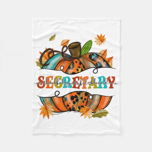 Dankbar, gesegneter Sekretär, Pumpkin Herbst Fleecedecke (Vorderseite)