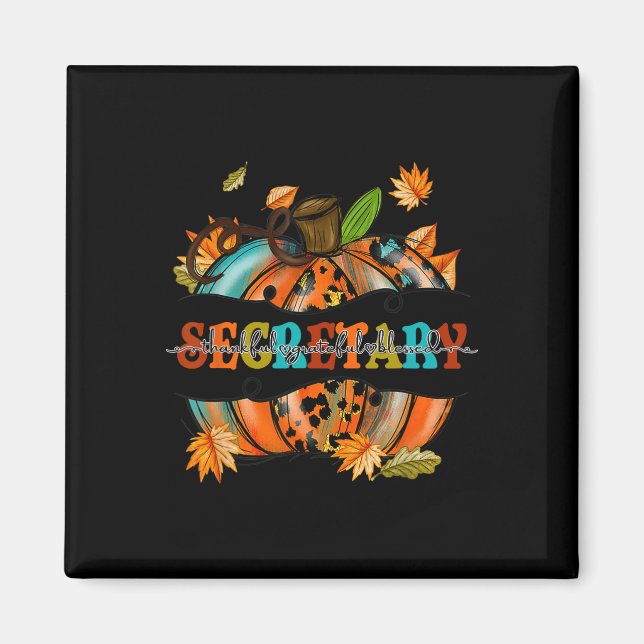 Dankbar, gesegneter Sekretär, Pumpkin Herbst Magnet (Vorne)