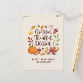 Dankbar Gesegnetes Blatt Thanksgiving Herbst Postkarte