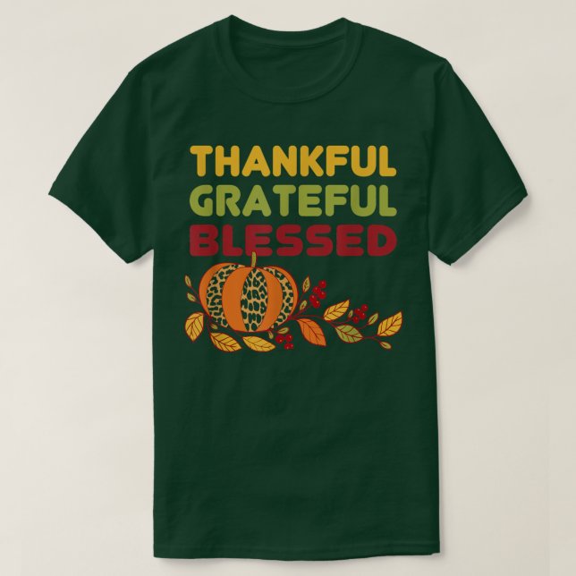 Dankbar, gesegnetes Shirt Leopard Pumpkin Th (Design vorne)