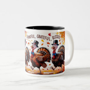 Dankbar Glückwunsch zum Erntedankfest Zweifarbige Tasse