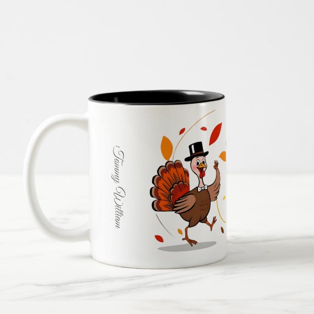 Dankbar Glückwunsch zum Erntedankfest Zweifarbige Tasse (Links)