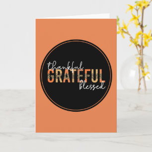 Dankbar Grateful Gesegnet Cheetah Druck Typografie Karte